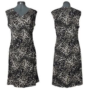 Alfani Isola Ricca Sleeveless Dress Cheetah Swirl Print black,gray,white Medium